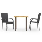 Set mobilier de grădină, 3 piese, negru, poliratan GartenMobel Dekor