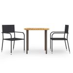 Set mobilier de grădină, 3 piese, negru, poliratan GartenMobel Dekor