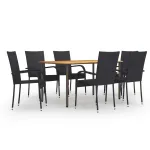 Set mobilier de grădină, 7 piese, negru, poliratan GartenMobel Dekor