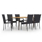 Set mobilier de grădină, 7 piese, negru, poliratan GartenMobel Dekor