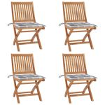 Scaune de grădină pliabile cu perne, 4 buc., lemn masiv de tec GartenMobel Dekor