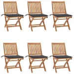 Scaune de grădină pliabile cu perne, 6 buc., lemn masiv de tec GartenMobel Dekor