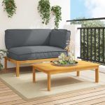 Set de canapea cu pernă 2 pcs Antracit Lemn Solid de Acacia GartenMobel Dekor