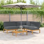 Set de canapea cu pernă 4 pcs Antracit Lemn Solid de Acacia GartenMobel Dekor
