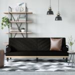 Canapea extensibilă cu cotiere, negru, textil GartenMobel Dekor