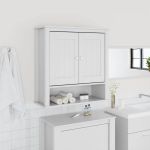 Dulap de baie de perete "BERG" alb, 69,5x27x71,5 cm, lemn masiv GartenMobel Dekor