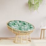 Pernă rotundă, model frunze, Ø 100 x 11 cm, țesătură Oxford GartenMobel Dekor