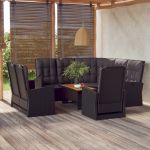 Set mobilier relaxare grădină 4 piese cu perne poliratan negru GartenMobel Dekor