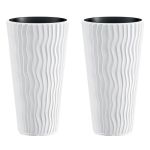 Set 2 ghivece de flori, Sandy Slim, rotunde, inalte, 29.7x53.1 cm, alb, Prosperplast GartenVIP DiyLine