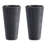 Set 2 ghivece de flori, Sandy Slim, rotunde, inalte, 39x70.8 cm, antracit, Prosperplast GartenVIP DiyLine