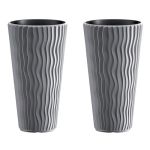 Set 2 ghivece de flori, Sandy Slim, rotunde, inalte, 39x70.8 cm, gri, Prosperplast GartenVIP DiyLine
