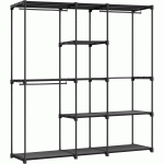 SONGMICS Dulap portabil pentru haine cu 3 bare de suspendare si rafturi, structura metalica, 43x182x182 cm, negru Household NewTrend