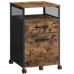VASAGLE Dulap mobil 42x44x69 cm, cu 2 sertare si roti cu frana, compartiment deschis si suport dosare, PAL si otel, maro rustic si negru Household NewTrend