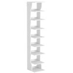 VASAGLE Raft pantofi pentru spatii inguste, 9 niveluri, cu carlige laterale, montaj pe podea, 26x30x147 cm, alb Household NewTrend