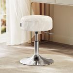 VASAGLE Taburet pentru masa machiaj, reglabil pe inaltime, rotativ 360°, sezut capitonat, 39x39x58 cm, alb crem Household NewTrend