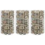 Strat înălțat gabion 3 buc. Ø30x50 cm oțel galvanizat circular GartenMobel Dekor