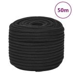 Frânghie de barcă, negru complet, 12 mm, 50 m, polipropilenă GartenMobel Dekor