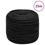 Frânghie de barcă, negru complet, 8 mm, 25 m, polipropilenă GartenMobel Dekor