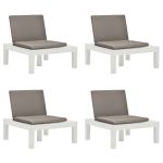 Șezlonguri de grădină cu perne, 4 buc., alb, plastic GartenMobel Dekor