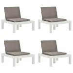 Șezlonguri de grădină cu perne, 4 buc., alb, plastic GartenMobel Dekor