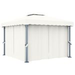 Pavilion cu perdea, alb crem, 3 x 3 m, aluminiu GartenMobel Dekor