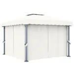 Pavilion cu perdea, alb crem, 3 x 3 m, aluminiu GartenMobel Dekor