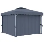 Pavilion cu perdea, antracit, 3 x 3 m, aluminiu GartenMobel Dekor