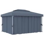 Pavilion cu perdea, antracit, 4 x 3 m, aluminiu GartenMobel Dekor