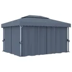 Pavilion cu perdea, antracit, 4 x 3 m, aluminiu GartenMobel Dekor
