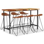 Set mobilier bar 7 piese, lemn masiv reciclat & piele naturală GartenMobel Dekor