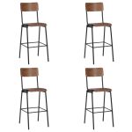Scaune de bar, 4 buc., placaj solid, oțel GartenMobel Dekor