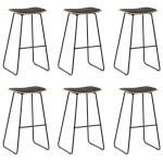 Scaune de bar, 6 buc., negru, piele ecologică GartenMobel Dekor