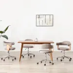 Scaune pivotante masă, 4 buc., gri taupe, lemn curbat & textil GartenMobel Dekor