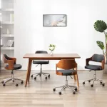 Scaune bucătărie 4 buc, negru, lemn curbat & piele ecologică GartenMobel Dekor