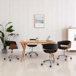 Scaune de bucătărie pivotante, 4 buc., negru, piele ecologică GartenMobel Dekor