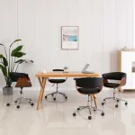 Scaune de bucătărie pivotante, 4 buc., negru, piele ecologică GartenMobel Dekor