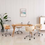 Scaune de sufragerie pivotante 4 buc. crem piele artificială GartenMobel Dekor