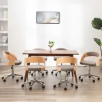 Scaune pivotante masă, 6 buc., gri taupe, lemn curbat & textil GartenMobel Dekor