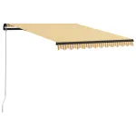 Copertină retractabilă manual, galben și alb, 300 x 250 cm GartenMobel Dekor