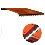Copertină retractabilă manual LED, portocaliu/maro, 350x250 cm GartenMobel Dekor