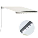 Copertină retractabilă manual cu LED, crem, 300 x 250 cm GartenMobel Dekor