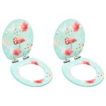 Scaune WC cu capac silențios, 2 buc., MDF, model flamingo GartenMobel Dekor