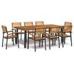 Set mobilier de grădină, 9 piese, lemn masiv de acacia și metal GartenMobel Dekor
