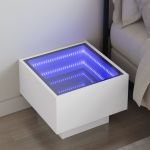 Noptieră cu LED infinity, alb, 40x40x30 cm GartenMobel Dekor