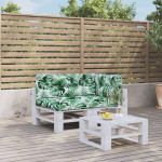 Perne de paleți, 3 buc., model cu frunze, material textil GartenMobel Dekor