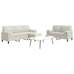 Set de canapele cu perne/rulouri, 3 piese, crem, catifea GartenMobel Dekor