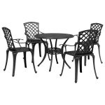 Set mobilier de grădină, 5 piese, negru, aluminiu turnat GartenMobel Dekor