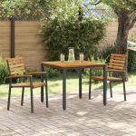 Set de masă pentru grădină 3 pcs Negru Lemn Solid de Acacia GartenMobel Dekor