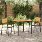 Set de masă pentru grădină 3 pcs Negru Lemn Solid de Acacia GartenMobel Dekor