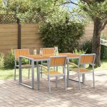 Set de masă pentru grădină 5 pcs Gri Lemn Solid de Acacia GartenMobel Dekor